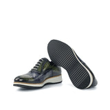 DapperFam Rafael in Grey / Khaki Men's Hand-Painted Patina Oxford