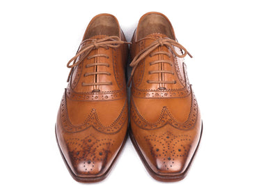 Paul Parkman Men's Leather Wingtip Oxfords in Cognac