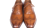 Paul Parkman Men's Leather Wingtip Oxfords in Cognac