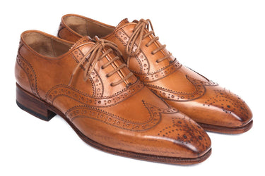 Paul Parkman Men's Leather Wingtip Oxfords in Cognac