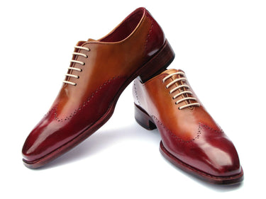 Paul Parkman Goodyear Welted Wingtip Oxfords in Bordeaux & Camel
