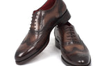 Paul Parkman Men's Hand-Painted Leather Wingtip Oxfords in Brown
