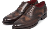 Paul Parkman Men's Hand-Painted Leather Wingtip Oxfords in Brown