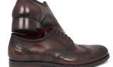 Paul Parkman Men's Hand-Painted Leather Wingtip Oxfords in Brown