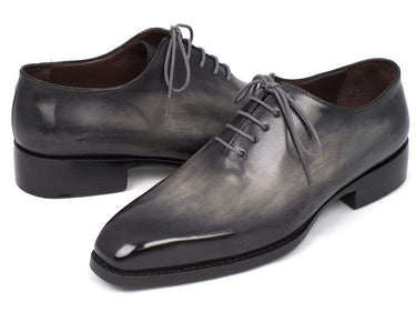Paul Parkman Hand-Painted Leather Wholecut Oxfords in Gray & Black