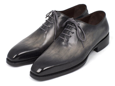 Paul Parkman Hand-Painted Leather Wholecut Oxfords in Gray & Black