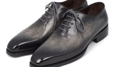 Paul Parkman Hand-Painted Leather Wholecut Oxfords in Gray & Black