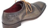Paul Parkman Men's Hand-Painted Leather Captoe Oxfords in Gray