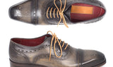 Paul Parkman Men's Hand-Painted Leather Captoe Oxfords in Gray