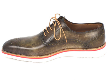 Paul Parkman Men's Smart Casual Oxford Shoes in Army Green