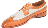 Paul Parkman Dual Tone Wingtip Derby Shoes in Cognac & Cream