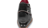 Paul Parkman Men's Smart Casual Monkstrap Leather Shoes in Black