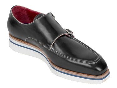 Paul Parkman Men's Smart Casual Monkstrap Leather Shoes in Black