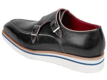 Paul Parkman Men's Smart Casual Monkstrap Leather Shoes in Black