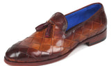 Paul Parkman Men's Big Braided Tassel Loafers in Brown