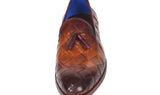 Paul Parkman Men's Big Braided Tassel Loafers in Brown