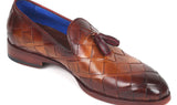 Paul Parkman Men's Big Braided Tassel Loafers in Brown