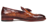 Paul Parkman Men's Big Braided Tassel Loafers in Brown