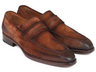 Paul Parkman Men's Suede Goodyear Welted Loafers in Brown Antique