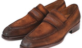 Paul Parkman Men's Suede Goodyear Welted Loafers in Brown Antique
