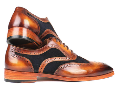 Paul Parkman Brown Leather & Suede Wingtip Oxfords in Brown & Navy