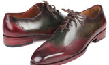 Paul Parkman Men's Wingtip Leather Oxfords in Bordeaux & Green