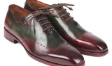 Paul Parkman Men's Wingtip Leather Oxfords in Bordeaux & Green