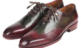 Paul Parkman Men's Wingtip Leather Oxfords in Bordeaux & Green