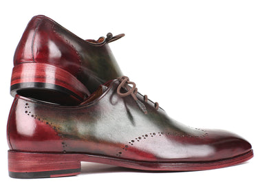 Paul Parkman Men's Wingtip Leather Oxfords in Bordeaux & Green