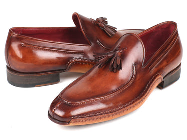 Paul Parkman Hand-Sewn Tassel Loafers in Brown
