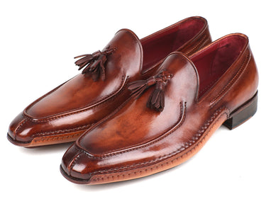 Paul Parkman Hand-Sewn Tassel Loafers in Brown