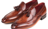 Paul Parkman Hand-Sewn Tassel Loafers in Brown