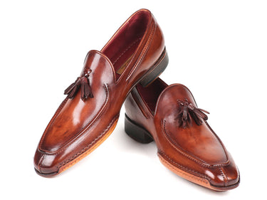 Paul Parkman Hand-Sewn Tassel Loafers in Brown