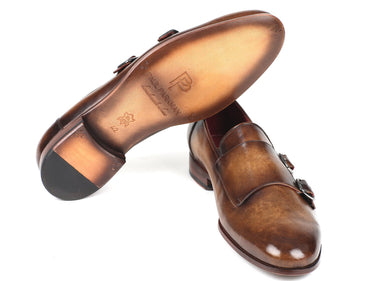 Paul Parkman Men's Double Monkstraps in Olive