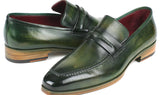 Paul Parkman Men's Hand-Painted Leather Loafers in Green