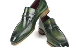 Paul Parkman Men's Hand-Painted Leather Loafers in Green