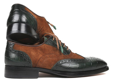 Paul Parkman Goodyear Welted Wingtip Oxfords in Brown & Green