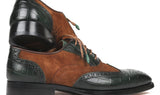 Paul Parkman Goodyear Welted Wingtip Oxfords in Brown & Green