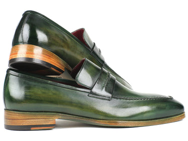 Paul Parkman Men's Hand-Painted Leather Loafers in Green