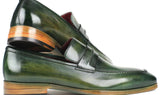 Paul Parkman Men's Hand-Painted Leather Loafers in Green