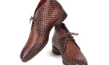 Paul Parkman Men's Woven Leather Chukka Boots in Brown