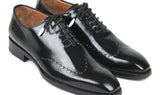 Paul Parkman Polished Leather Goodyear Welted Wingtip Oxfords in Black