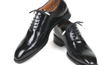 Paul Parkman Polished Leather Goodyear Welted Wingtip Oxfords in Black