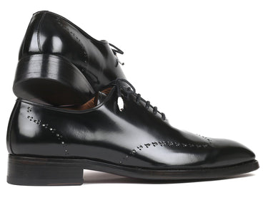 Paul Parkman Polished Leather Goodyear Welted Wingtip Oxfords in Black