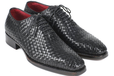 Paul Parkman Men's Woven Leather Oxfords in Black