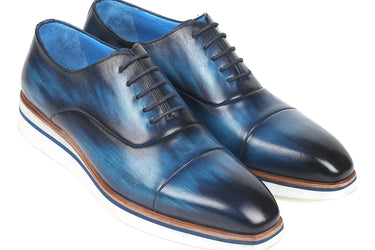 Paul Parkman Men's Smart Casual Leather Oxfords in Blue