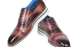 Paul Parkman Men's Smart Casual Leather Oxfords in Purple