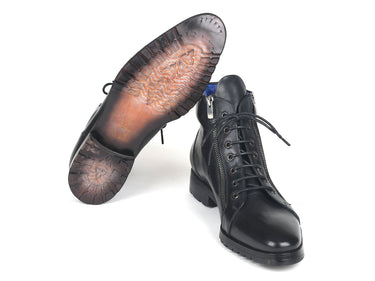 Paul Parkman Men's Side Zipper Leather Boots in Black