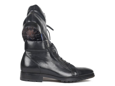 Paul Parkman Men's Side Zipper Leather Boots in Black