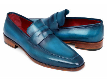 Paul Parkman Men's Penny Calfskin Loafers in Blue & Turquoise